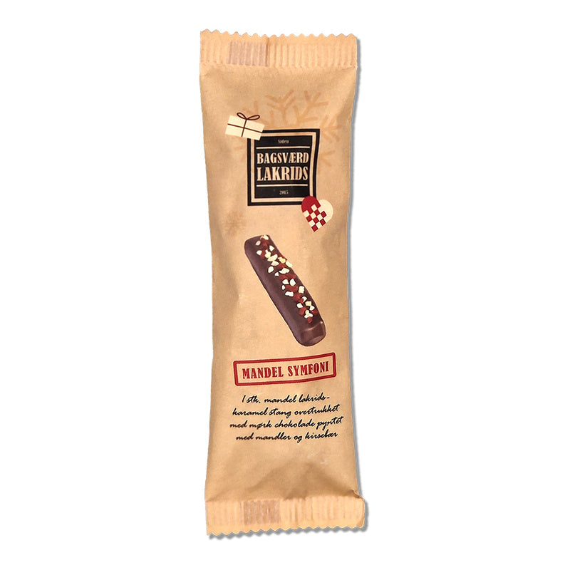 Pose med Bagsværd Lakrids Mandelsymfoni med mørk chokolade og mandler