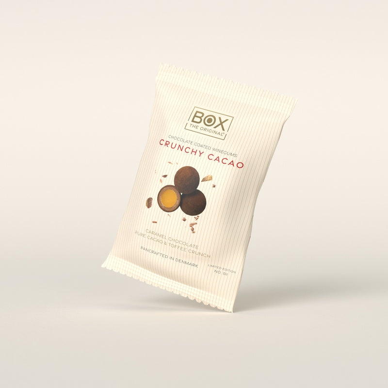Crunchy Cacao 70 g fra Box The Original – chokoladevingummi i pose