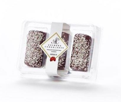 Flødeboller fra Aalborg Chokoladen Classic med kokos og marcipanbund
