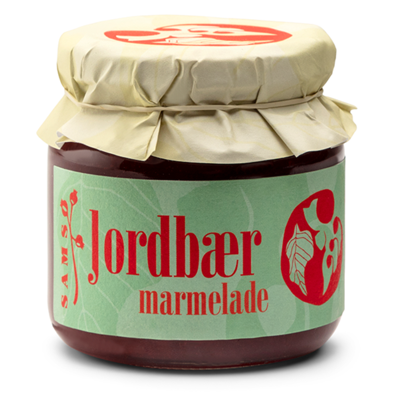 Jordbærmarmelade fra Samsø Bær lavet med Honeoye-jordbær fra Samsø, 270 g.