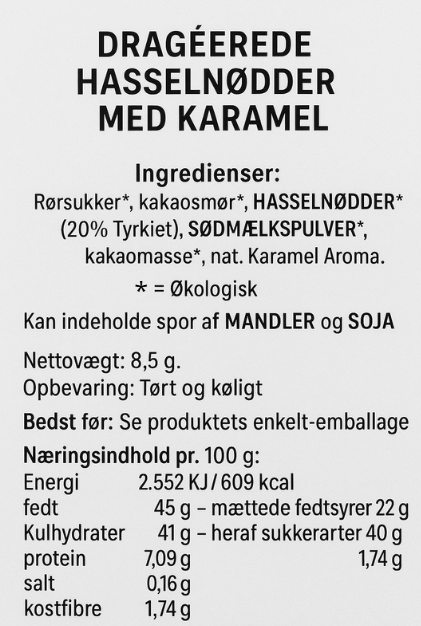 Elmelund Chocolatier karameller med hvid chokolade