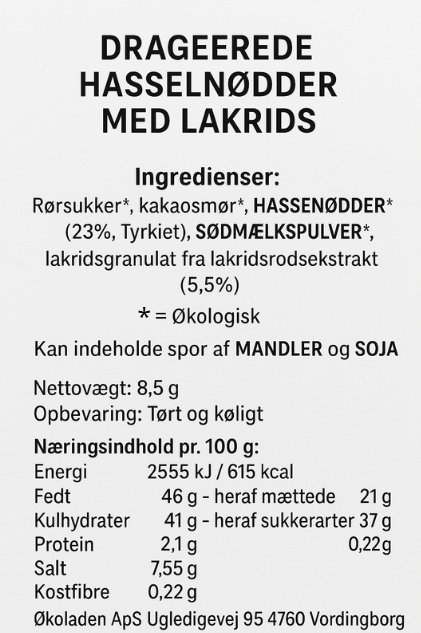 Elmelund Chocolatier lakrids med hvid chokolade