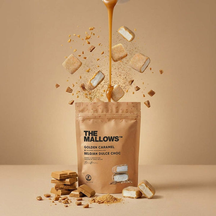 Golden Caramel pose fra The Mallows med dulce chokolade og skumfiduser