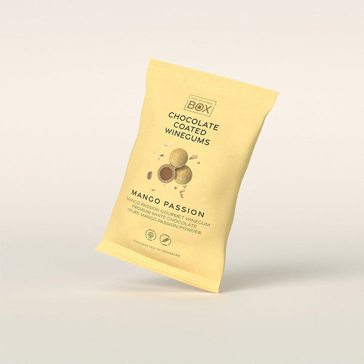 Snack Pack Mango Passion Winegum + Premium White Chocolate + Pure Mango Passion Powder 70 g fra Box The Original